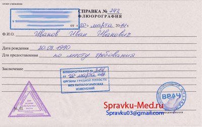 Справка флюорография Справка флюорография